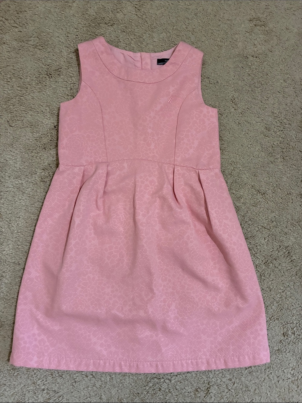 Nautica Girls Pink Textured Sleeveless Dress